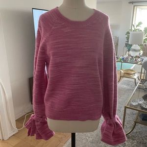 J. Crew Collection Marled Pink Tie Sleeve Sweater Alpaca Wool